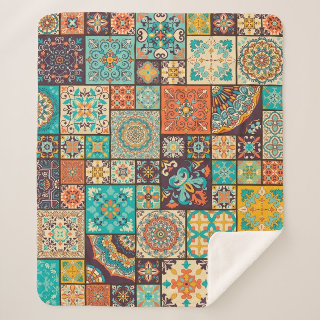 Couverture Sherpa Un motif en tuiles arabes et islamiques. (Devant)