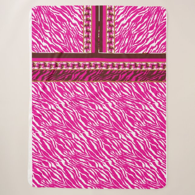 Couverture Sherpa Un motif floral complexe en rose et blanc, art (Devant)