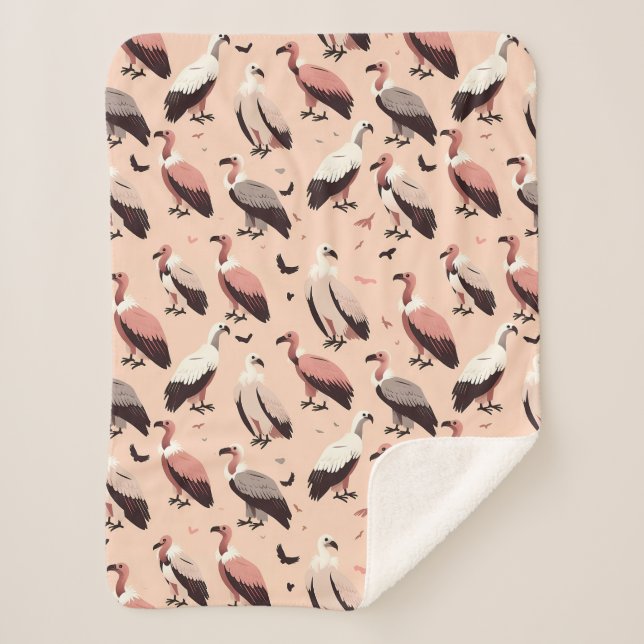 Couverture Sherpa Un rassemblement de Motifs de vautours (Devant)