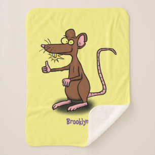 Couverture Sherpa Un rat brun mignon pouce vers le haut dessin animé