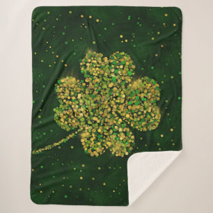 Couverture Sherpa Un Shamrock irlandais à quatre feuilles de trèfl