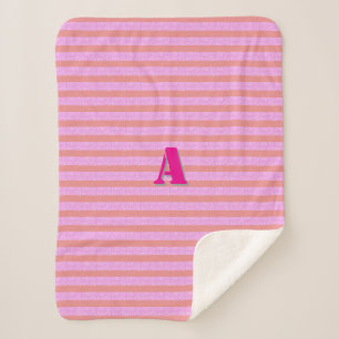 Couverture Sherpa Une bande rose monogramme
