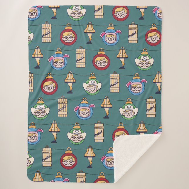 Couverture Sherpa Une histoire de Noël | Motif de Ralphie et d'ornem (Devant)