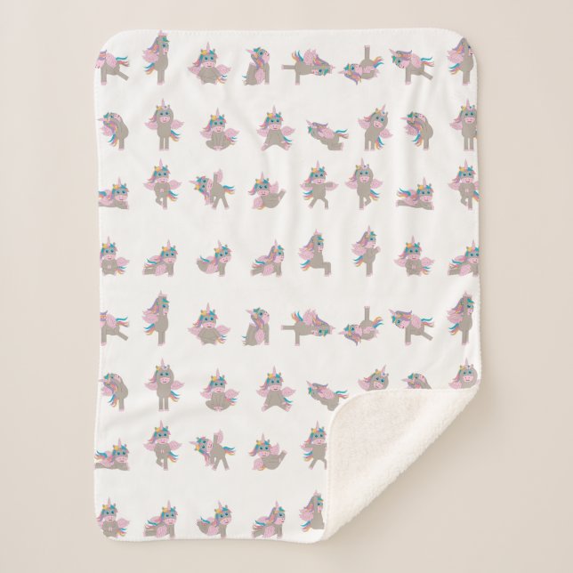 Couverture Sherpa Unicorn Yoga Poses Design Motif (Devant)