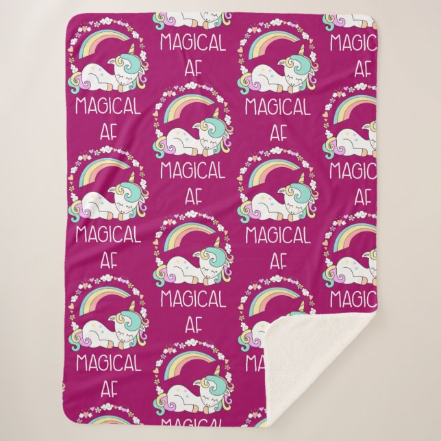Couverture Sherpa Unicorne drôle dire magique AF (Devant)