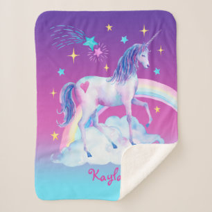 Couverture Sherpa Unicorne personnalisée sur les nuages 3