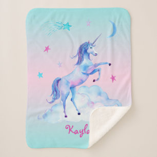 Couverture Sherpa Unicorne personnalisée sur nuages Sherpa Snuggy