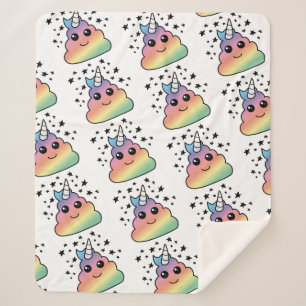 Couverture Sherpa Unicorne Rainbow Poop Emoji Kawaii
