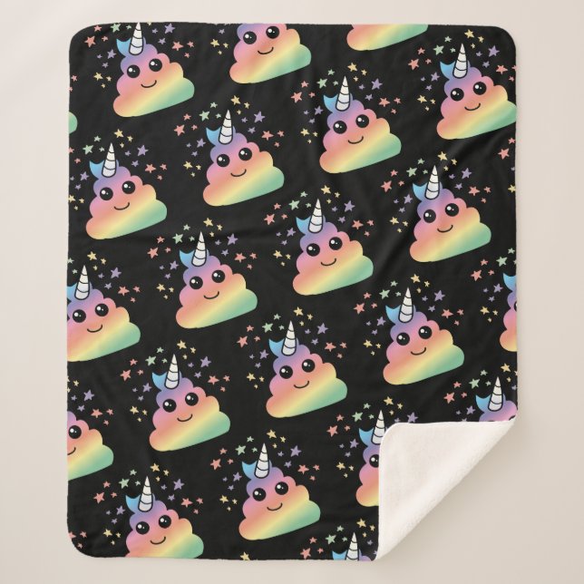 Couverture Sherpa Unicorne Rainbow Poop Emoji Kawaii (Devant)