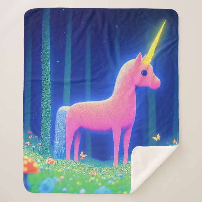 Couverture Sherpa Unicorne rose (Devant)