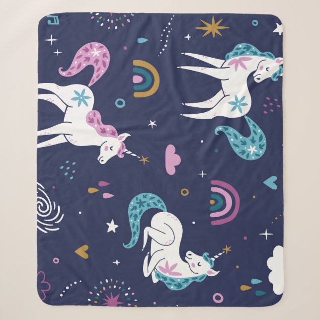 Couverture Sherpa Unicorns Rainbows : Cartoon mignon sans peau (Devant)