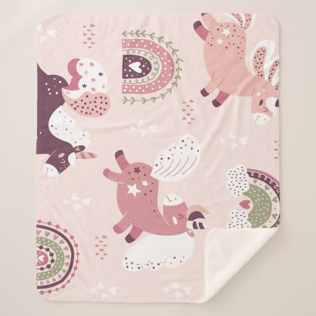 Couverture Sherpa Unicorns Rainbows : Pastel Magic Arrière - plan. (Devant)