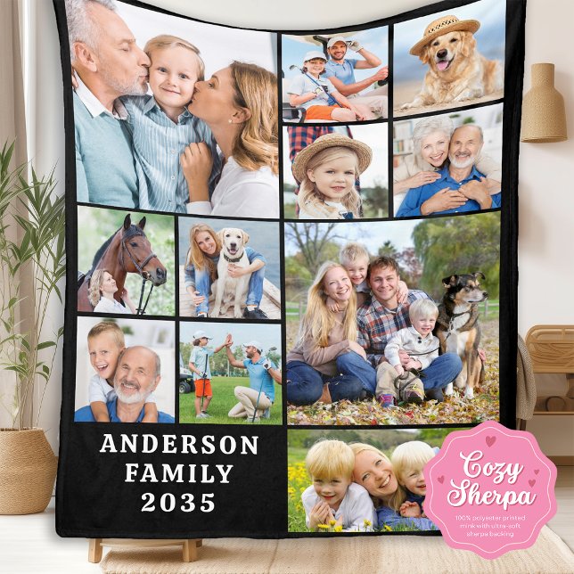 Couverture Sherpa Unique 11 Photo Collage Personalized Cute Family (Créateur téléchargé)