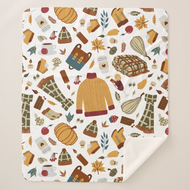 Couverture Sherpa Unique Automne Feuilles Harvest Automne Citrouille (Devant)