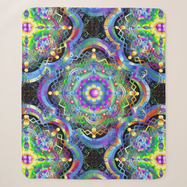 Couverture Sherpa Univers Mandala Couleurs Psychédéliques (Devant)