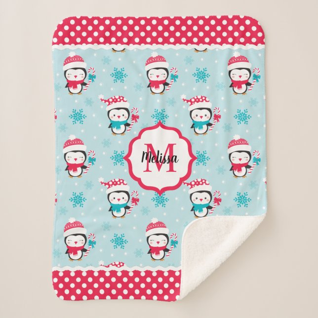 Couverture Sherpa Vacances de Noël mignonnes Monogram (Devant)