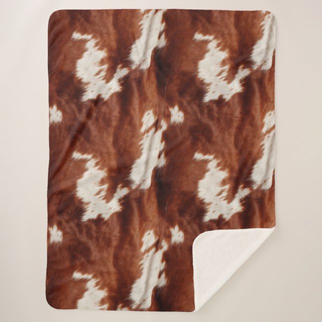 Couverture Sherpa Vache blanche Brown (Devant)