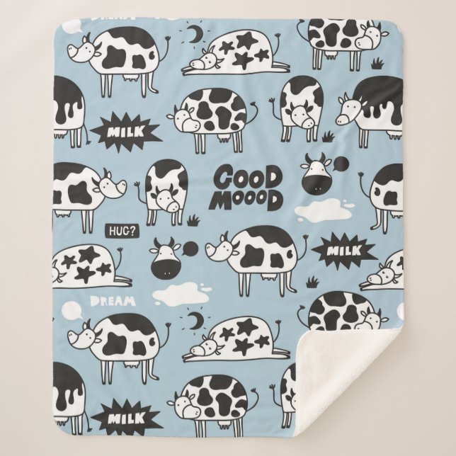 Couverture Sherpa Vache et lait (Devant)