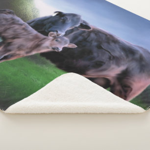 Couverture Sherpa Vache et veau Black Angus
