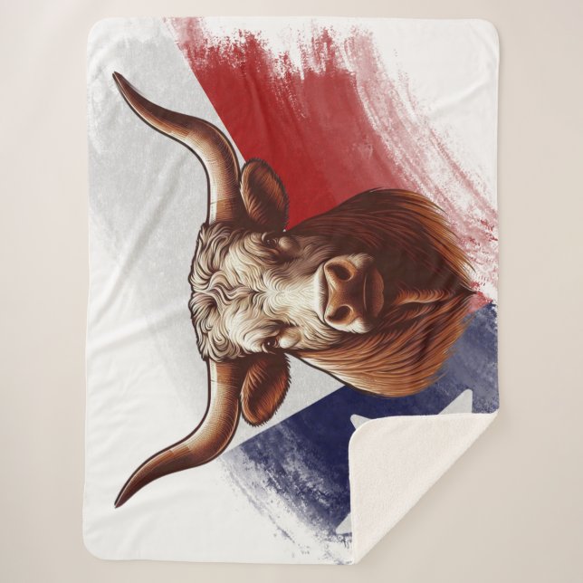 Couverture Sherpa Vache longhorne du Texas (Devant)