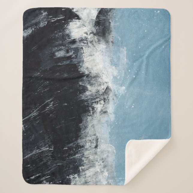 Couverture Sherpa Vague marine : design peint à la main (Devant)