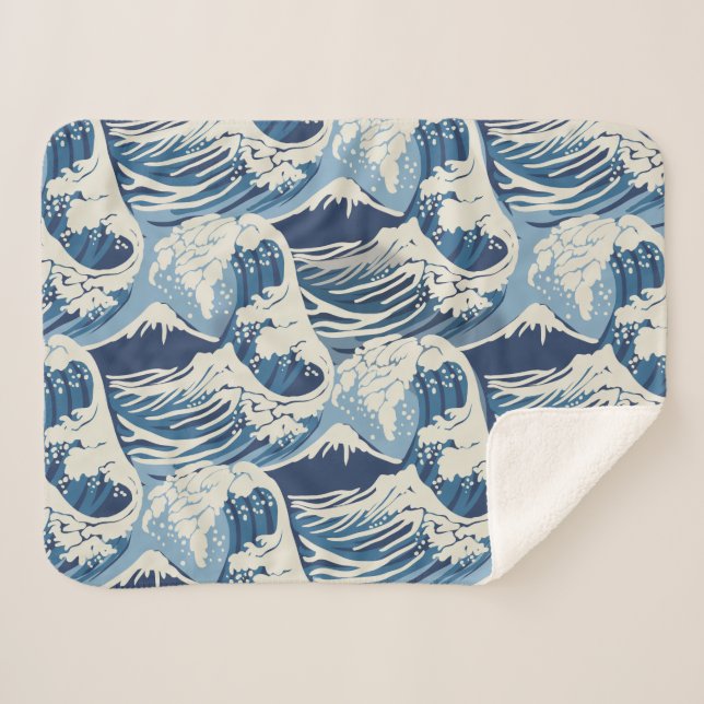 Couverture Sherpa Vagues de Surf Vintage (Devant (Horizontal))