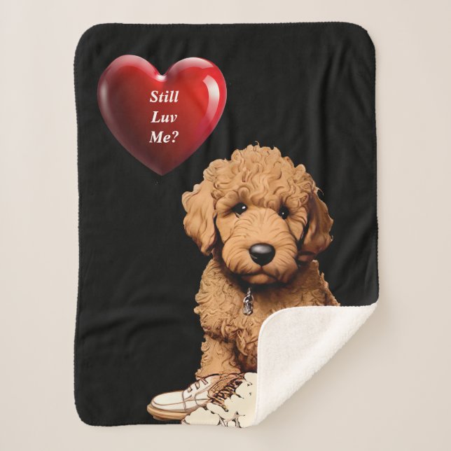 Couverture Sherpa Valentin Chiot Romantique Mignon (Devant)