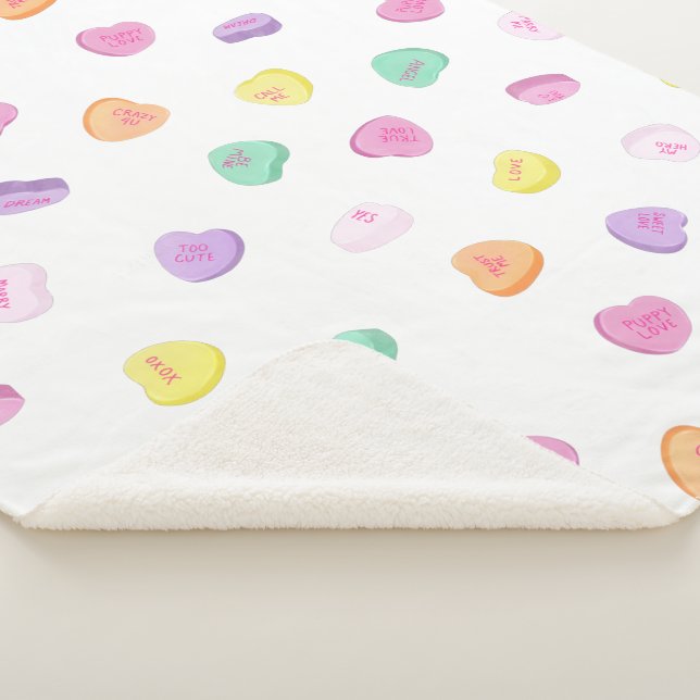 Couverture Sherpa Valentines Day Candy Hearts Motif (3/4)