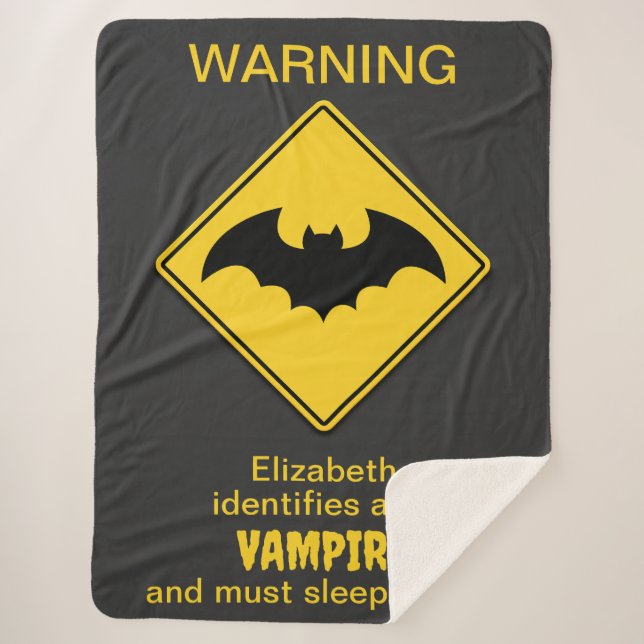 Couverture Sherpa Vampire Bat Avertissement Halloween (Devant)