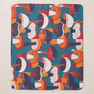 Couverture Sherpa Variété de champignons, illustration vintage sans 