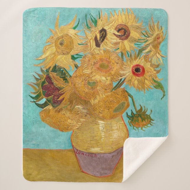 Couverture Sherpa Vase avec douze tournesols | Van Gogh | (Devant)