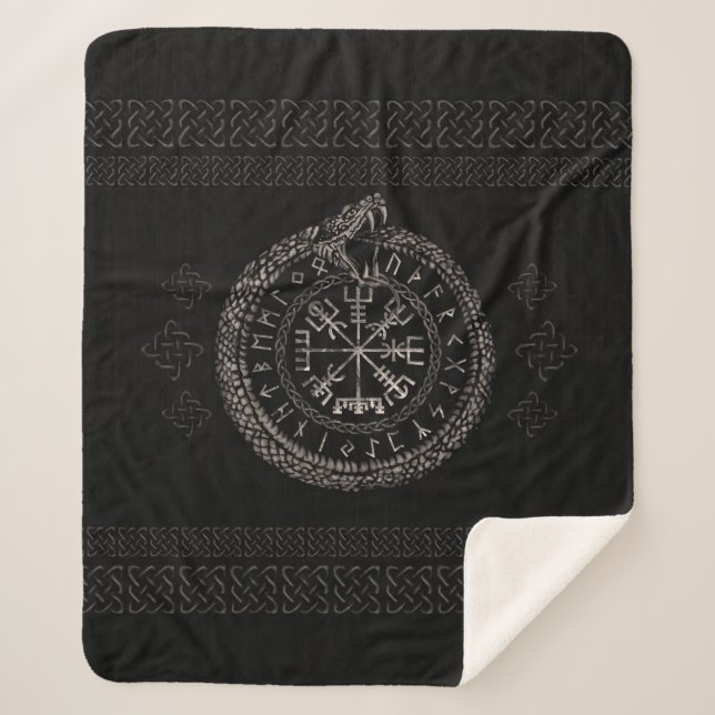 Couverture Sherpa Vegvisir avec Ouroboros et runes (Devant)