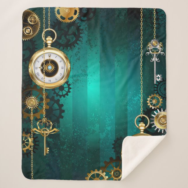 Couverture Sherpa Veille bijoux Steampunk sur un Arrière - plan vert (Devant)