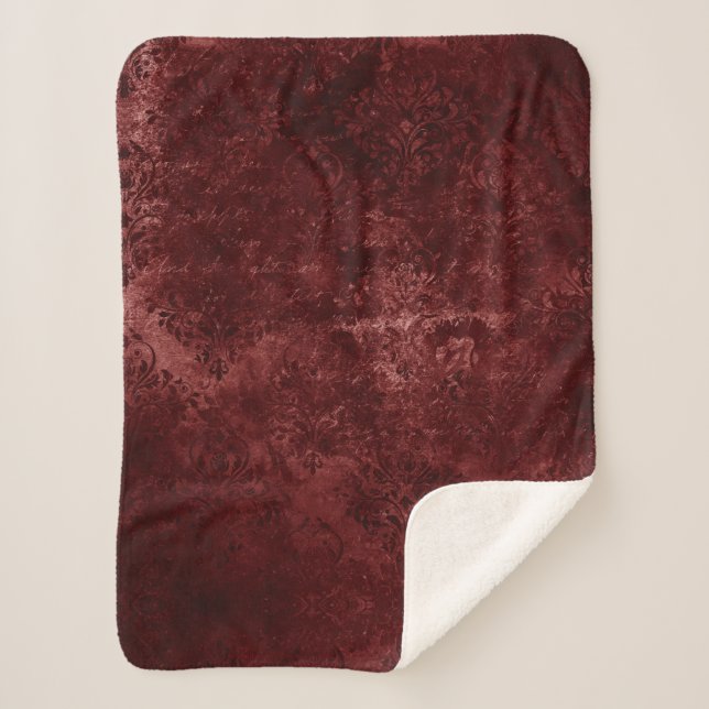 Couverture Sherpa Velvety Henna Damask | Grunge rouge (Devant)