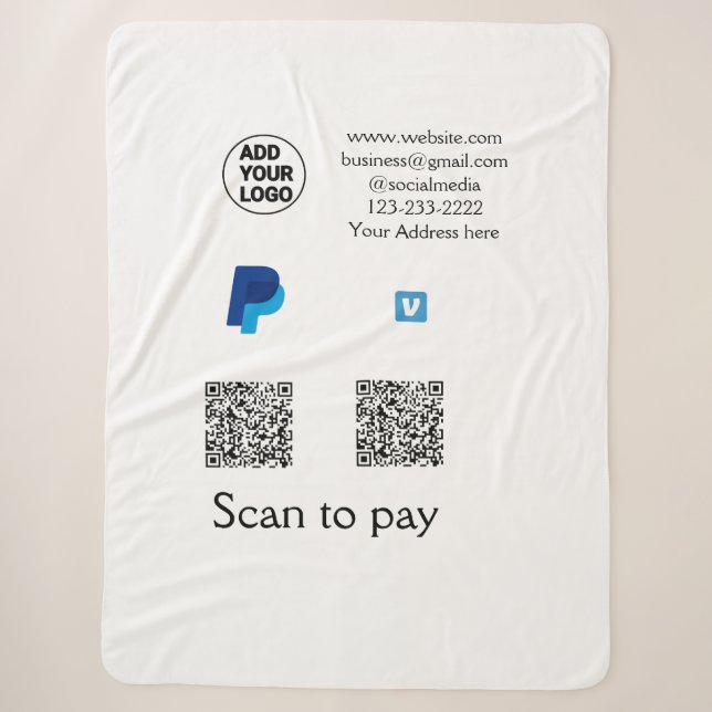 Couverture Sherpa Venmo paypal scan pour payer ajouter q r code logo (Devant)