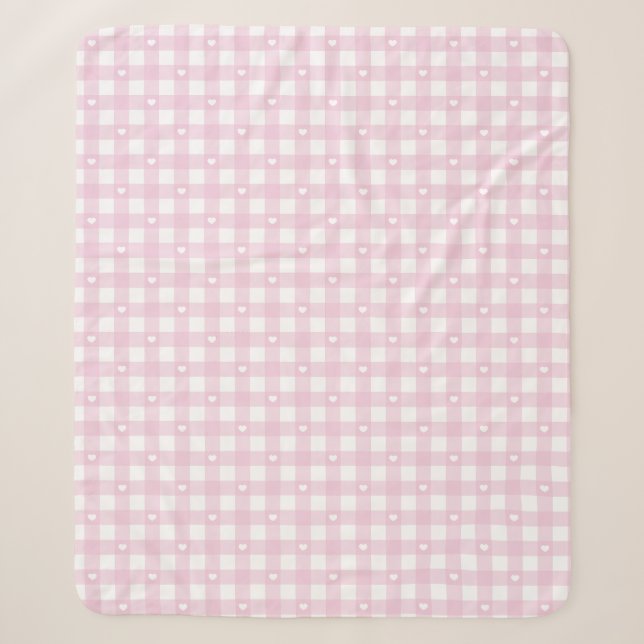Couverture Sherpa Vérifications Rose Pastel (Devant)