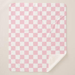 Couverture Sherpa Vérifier le Motif de tableau de bord rose et blan