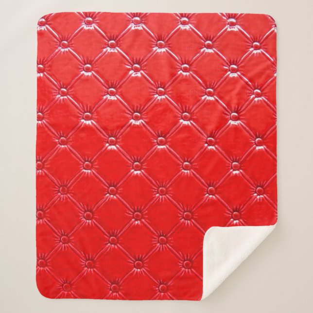 Couverture Sherpa Véritable rembourrage en cuir rouge. (Devant)