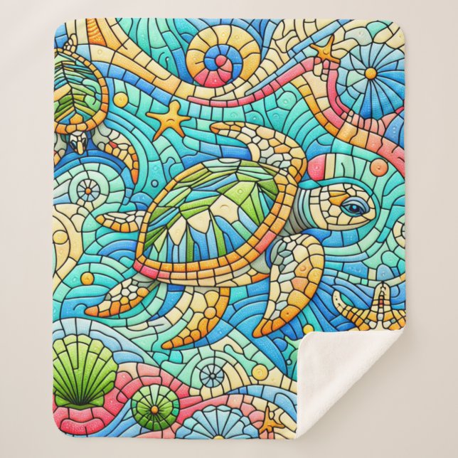 Couverture Sherpa Verre taché de tortue de mer (Devant)