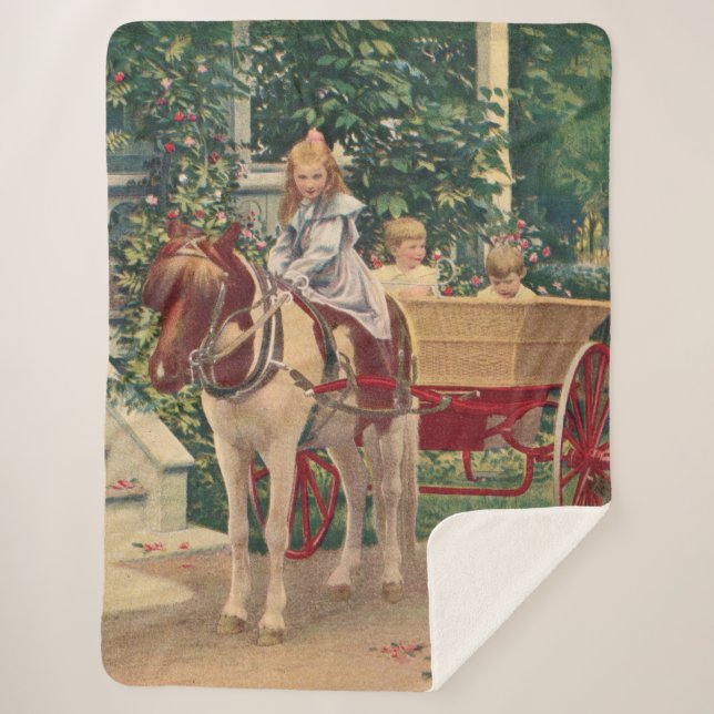 Couverture Sherpa vers 1910 enfants et charrue à cheval (Devant)