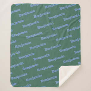 Couverture Sherpa Vert et bleu Personnalisé Nom Motif