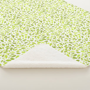 Couverture Sherpa Vert Feuille Nature Imprimer, Plante Motif feuille