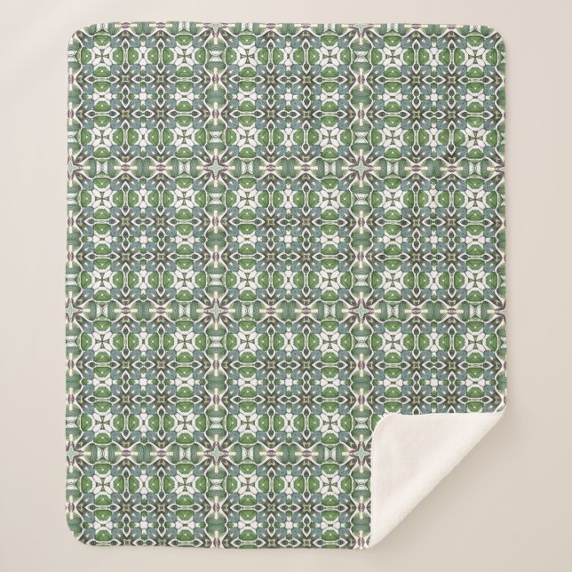Couverture Sherpa Vert & gris Moderne Motif celtique (Devant)