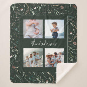 Couverture Sherpa Vert moderne élégante aquarelle botanique 4 photo