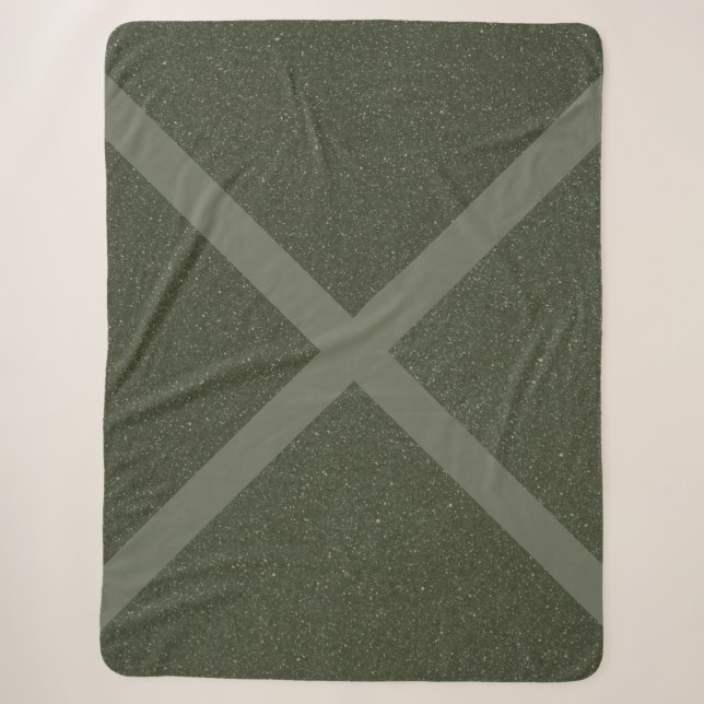 Couverture Sherpa Verte en mousse diagonale (Devant)