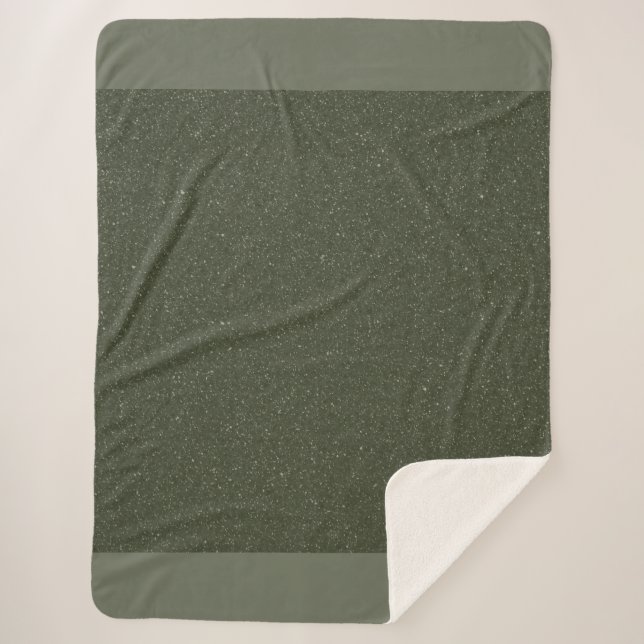 Couverture Sherpa Verte Moss Avec Bordure (Devant)