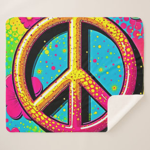 Couverture Sherpa Vibe de Paix & d'Amour Coloré