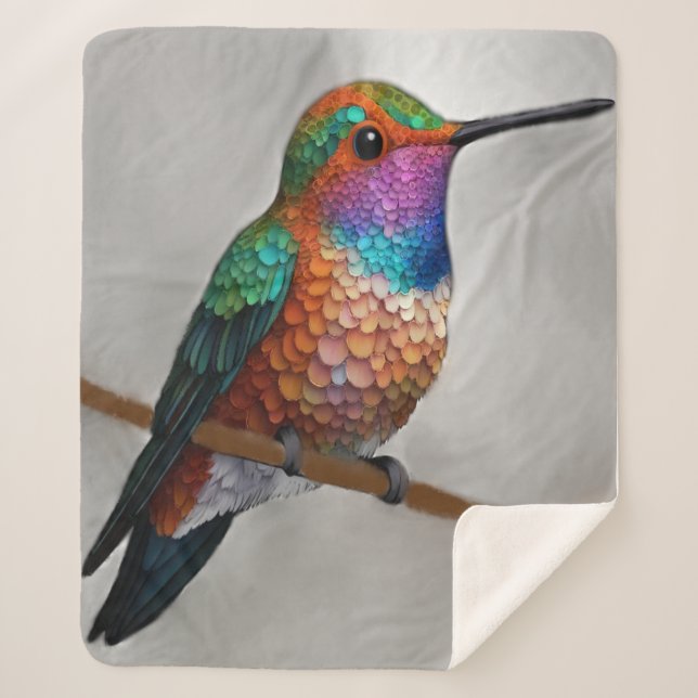 Couverture Sherpa Vibrant Allen’s Hummingbird Painting (Devant)