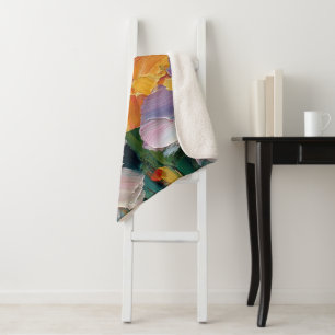 Couverture Sherpa Vibrant jet d'impasto floral peinture Couette Cozy