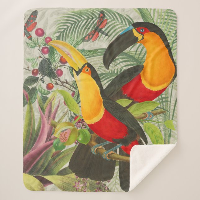 Couverture Sherpa Vibrant Tropical Toucan Birds Art Exotic Jungle (Devant)